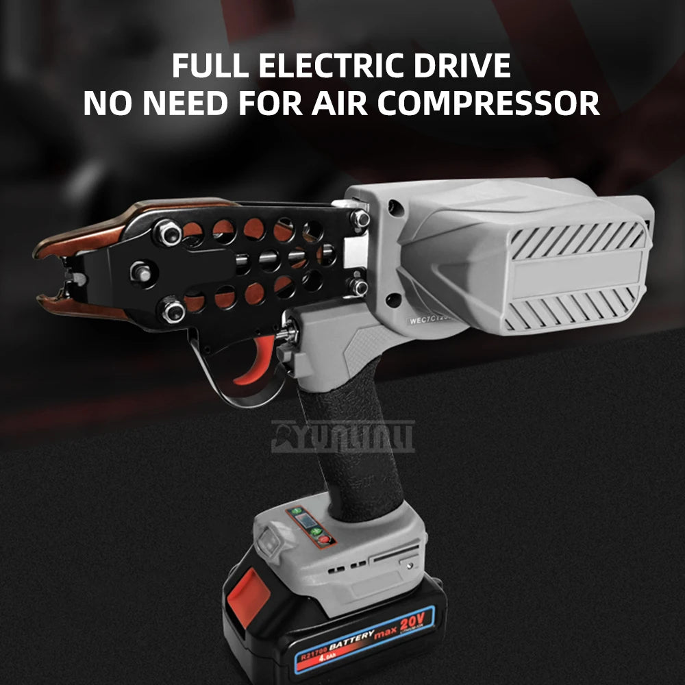 Full electric drive tool with battery pack on a dark background