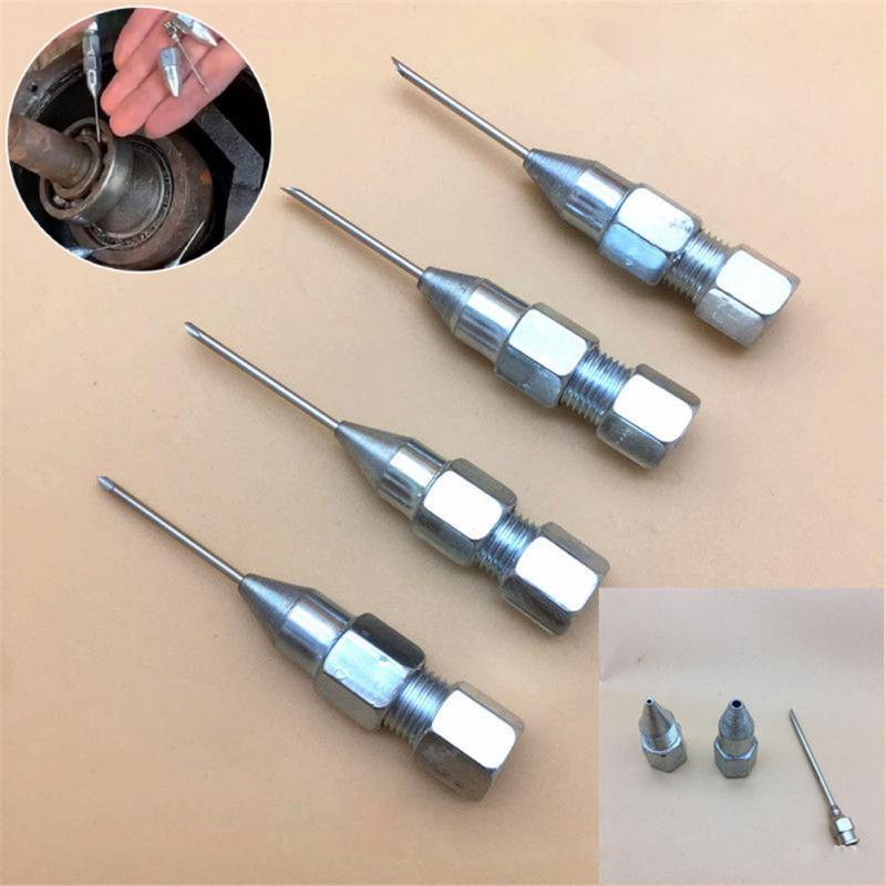 Needle adapter for oil-filled or difficult-to-grease areas, suitable for tight spaces